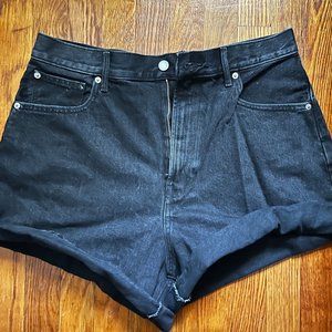 Everlane black denim high waisted mom shorts